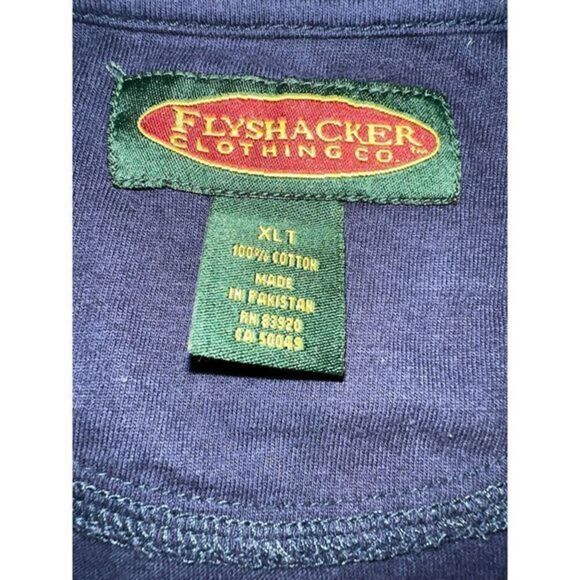 Long Sleeve Navy Blue Henley Shirt Flyshacker Clothing‎ Co. XLT Vintage - Picture 3 of 4